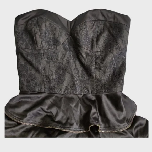 PILGRIM STRALIA Black Strapless Tier Skirt Dress Layered Ruffle - Picture 2 of 9